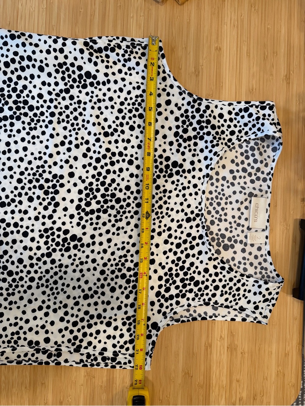 Chicos Tank Top Womens Sz 2 Large Black White Polka Dot Sleeveless Top Travel - Picture 7 of 10
